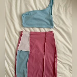 OUTCAST Color block matching set in COTTON CANDY